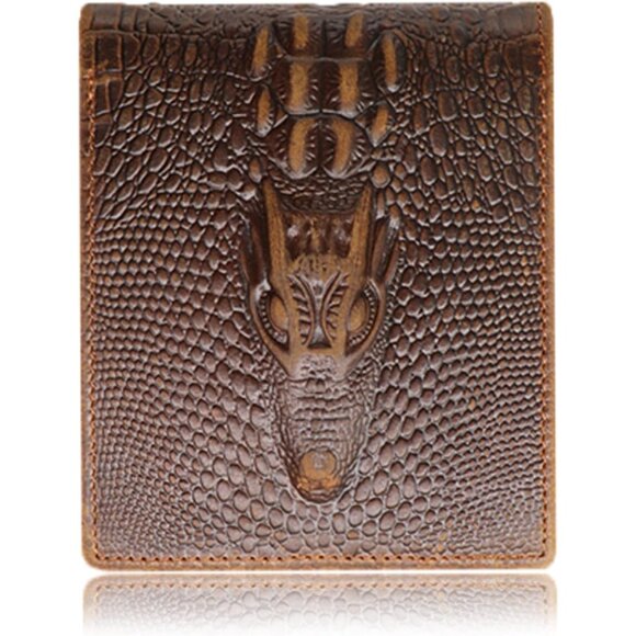 Ultra Slim Genuine Leather Bifold Crocodiile Wallets for Men Alligator Embossed - Picture 3 of 11